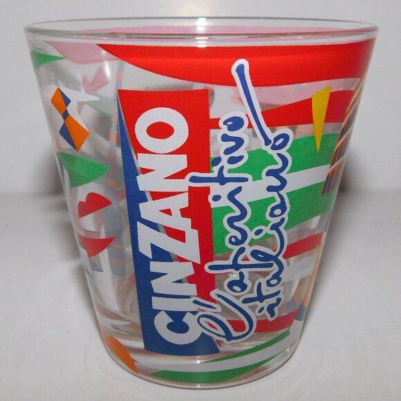 Cinzano Appartivo Italiano Vermouth  Tumbler Rock Glass Ugo Nespolo - Picture 1 of 7